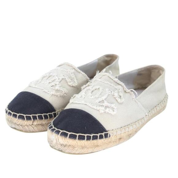 Chanel Espadrille 38 Cc Raw Canvas Woven Flats CC-0508N-0168 - Picture 4 of 11